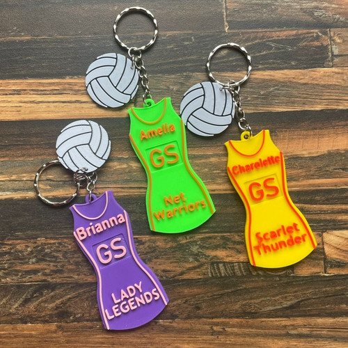 Personalised netball key ring - netball,